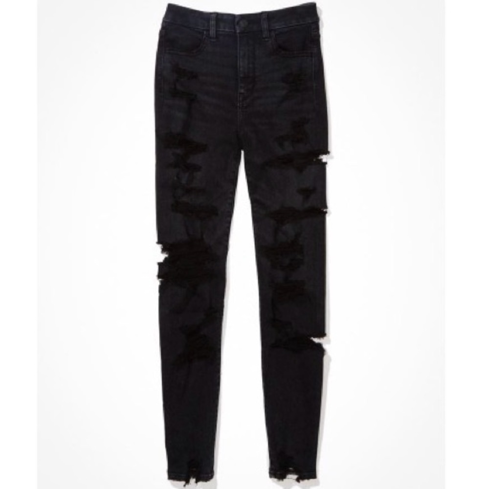 AEO Forever Soft Ripped Super High- Waisted Jegging, Size 2 Regular